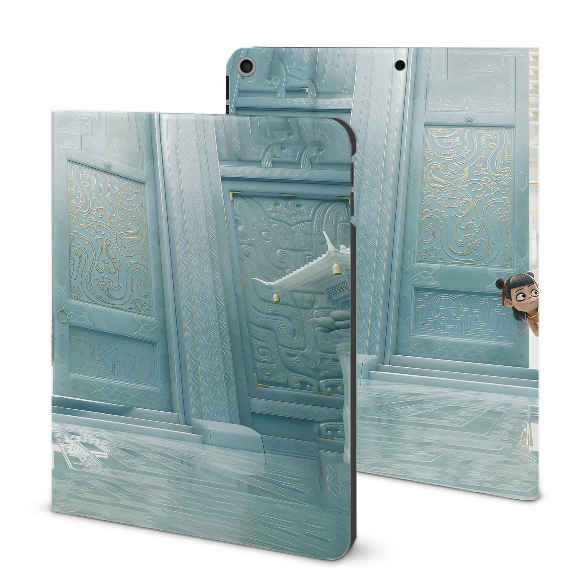 （画像用） Ne Zha 2 ナタ 魔童の大暴れ IPad ケース ブック型 PUレザー TPU 耐衝撃 軽量 薄型 ペン収納なし 全面保護 IPad 各モデル対応